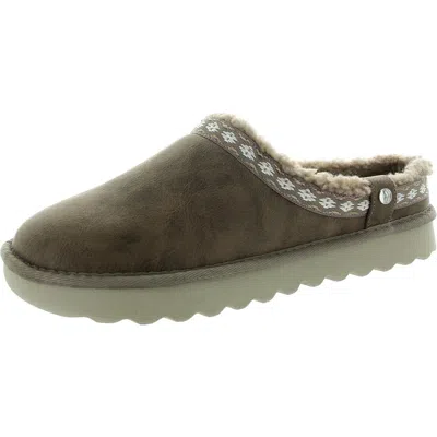 Skechers Womens Faux Fur Lined Slide Slippers In Grey