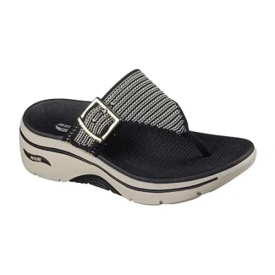 Skechers Womens Go Walk Arch Fit 2.0 Ashley Flip-flops In Black