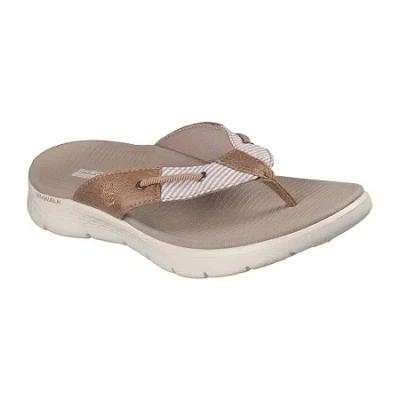 Skechers Womens Go Walk Flex Flip-flops In Brown