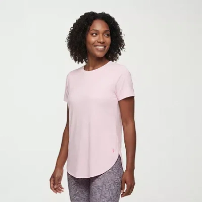 Skechers Womens Round Neck Short Sleeve Quick Dry Active T-shirt In Pink