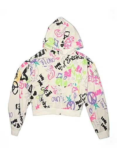 Pre-owned Skechers Kids' Zip Up Hoodie In White