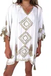 Skemo Bling Short Kaftan In White In White