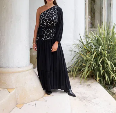 Skemo Evening One Shoulder Long Dress In Black