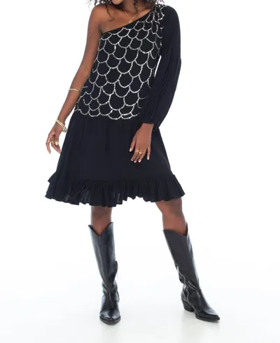 Skemo Evening One Shoulder Short Dress In Black