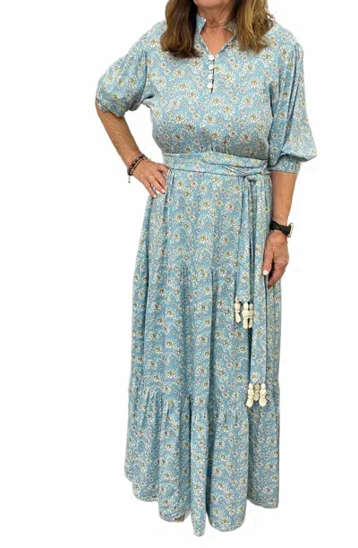 Skemo Floral Margarita Roma Long Dress In Green In Blue