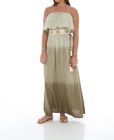 Skemo Frill Tube Maxi Dress In Olive In Green