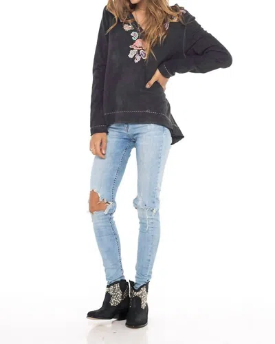 Skemo Jogger Montauk Top In Charcoal In Pink