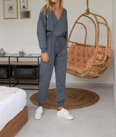Skemo Loungewear Jumpsuit In Charcoal In Pink