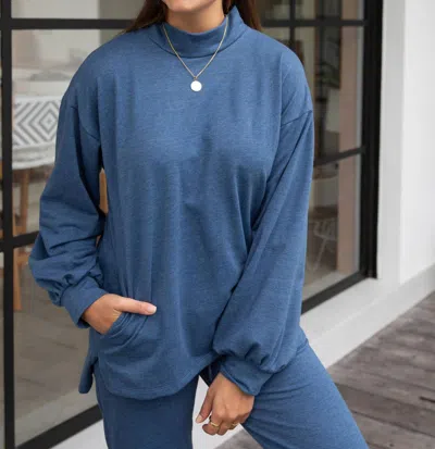Skemo Loungewear Long Pocket Sweater In Indigo In Multi