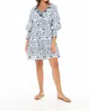Skemo Marrakech Evil Eye Short Dress In White/navy In Multi