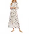 Skemo Mimi 3/4 Sleeve Maxi Dress In Beige Multi In Neutral