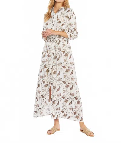 Skemo Mimi 3/4 Sleeve Maxi Dress In Beige Multi In Neutral