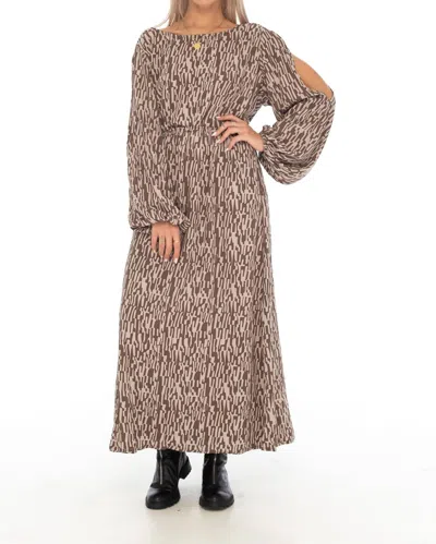 Skemo Rainforest Winter Ny Long Dress In Chocolate In Gold