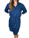 Skemo Solid Short Shirt Dress In Navy In Blue