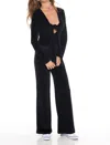 Skemo Velour Bodysuit In Black In Black