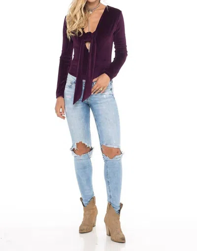 Skemo Velour Bodysuit In Wine In Pink