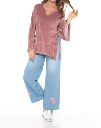 Skemo Velour Comfy Top In Blush Pink In Multi