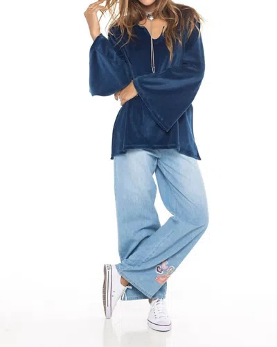 Skemo Velour Comfy Top In Indigo In Multi