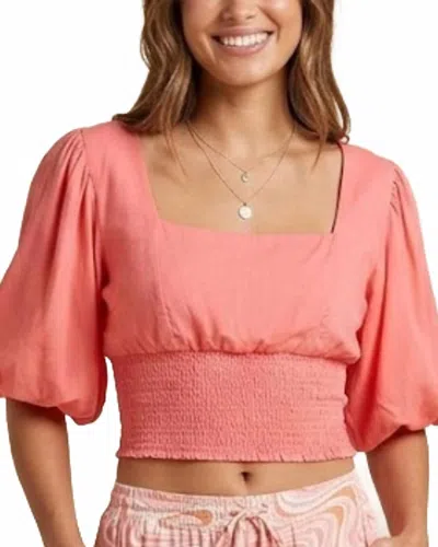 Skemo Watermelon Puff Sleeve Top In Coral In Pink