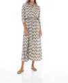 Skemo Zigzag Maxi Shirt Dress In Brown In Brown
