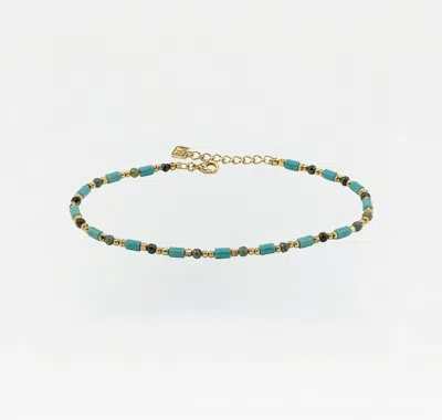 Skf The Blue And Gold Beaded Bracelet