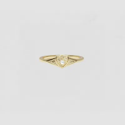 Skf The Dainty Pearl Heart Heirloom Ring