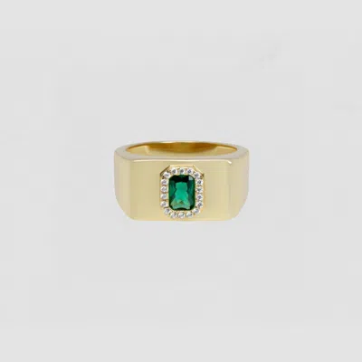 Skf The Green Stone Square Signet Ring