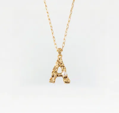 Skf The Hammered Pearl Initial Necklace
