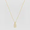 Skf The Pavé Single Block Initial Necklace