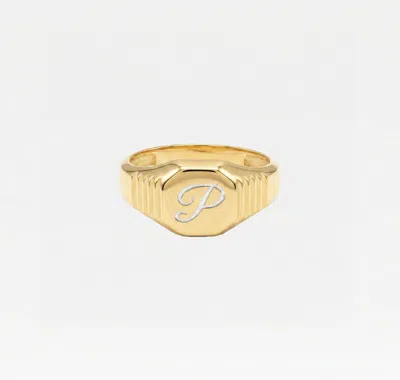 Skf The Script Ridge Signet Ring In Gold
