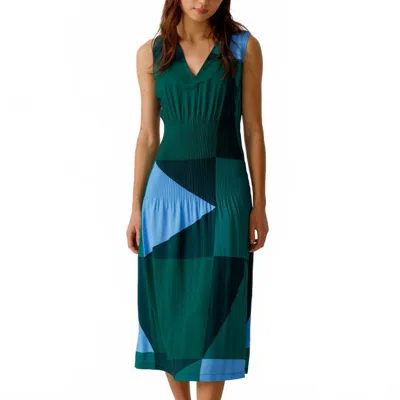 Skfk Ea Geometric Print Midi Dress In Multi In Green
