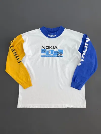 Pre-owned Ski X Vintage 2002 Vintage Nokia Thredbo Ski Downhill Race Cotton Jersey In Yellow/blue/white