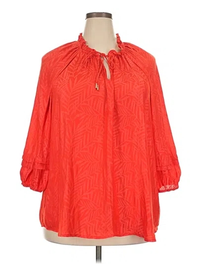 Skies Are Blue 3/4 Sleeve Blouse In Orange