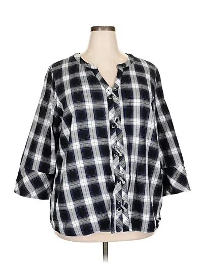 Pre-owned Skies Are Blue 3/4 Sleeve Button Down Shirt In Black