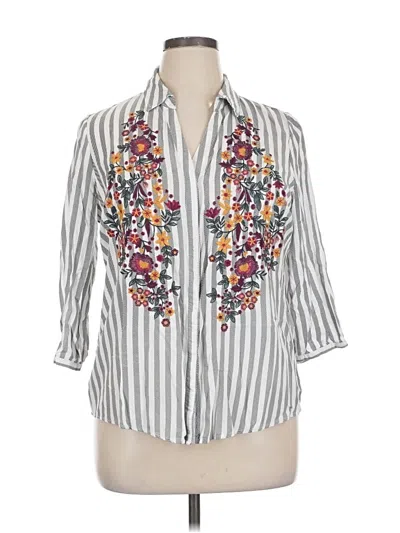 Pre-owned Skies Are Blue 3/4 Sleeve Button Down Shirt In Silver