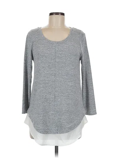 Pre-owned Skies Are Blue 3/4 Sleeve Top Gray Scoop Neck Tops