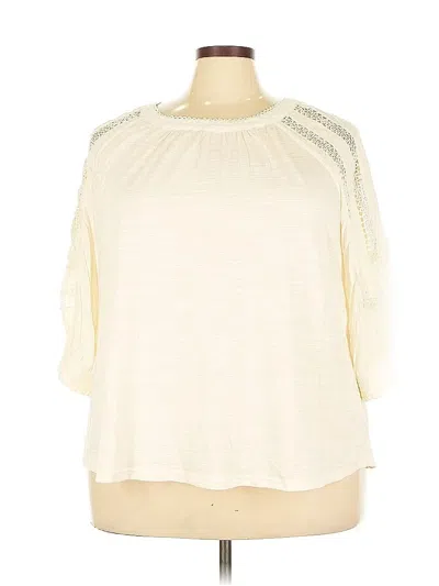 Pre-owned Skies Are Blue 3/4 Sleeve Top Ivory Boatneck Tops In White