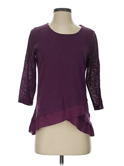 Pre-owned Skies Are Blue 3/4 Sleeve Top Purple Boatneck Tops