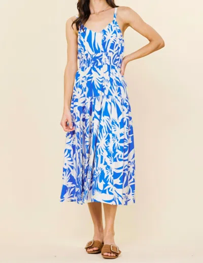 Skies Are Blue Alma Floral Maxi Dress In Cream & Bright Navy In Multi