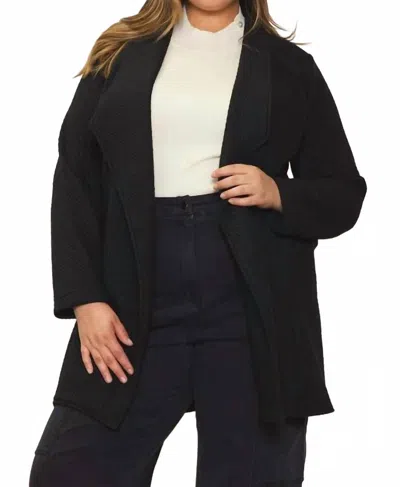Skies Are Blue Always Together Curvy Open Knit Cardigan In Black