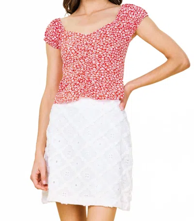 Skies Are Blue Ariel Sweetheart Floral Top In True Red In Multi