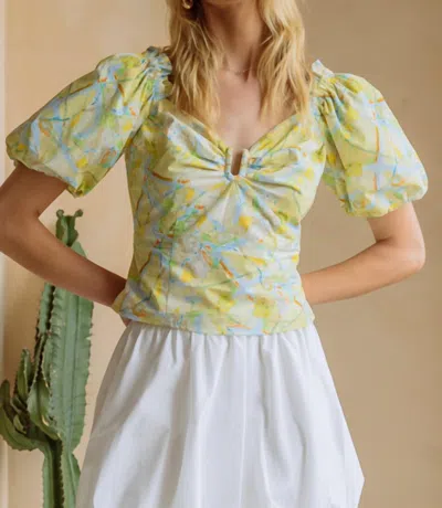 Skies Are Blue Avani Puff Sleeve Top In Yellow