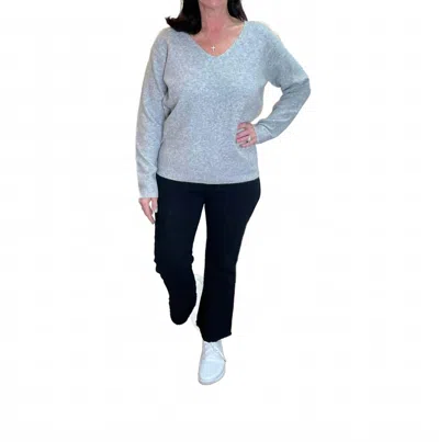 Skies Are Blue Biggest Fan V Neck Sweater In Grey In Gray