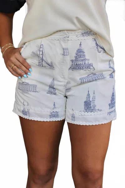 Skies Are Blue Brooke Short In Ivory Navy In Blue