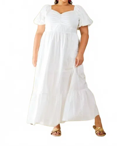 Skies Are Blue Bubble Hem Poplin Maxi Dress - Plus In White