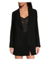 Skies Are Blue Rhinestone Collar Blazer In Black In Black