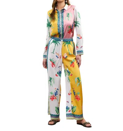 Skies Are Blue Capri Satin Pants In Sunflower