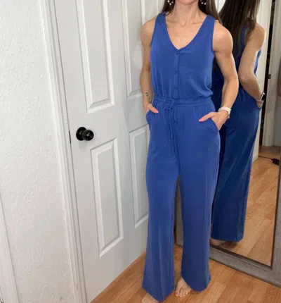 Skies Are Blue Celeste V-neck Jumpsuit In Blue