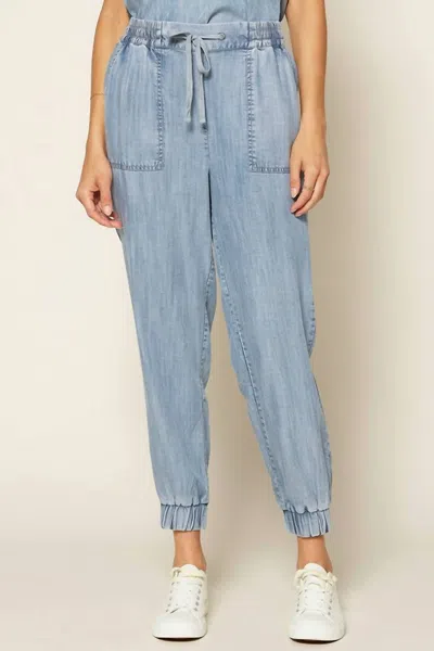 Skies Are Blue Chambray Jogger In Blue