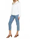 Skies Are Blue Classic Long Sleeve Recycled Blouse In White In Blue